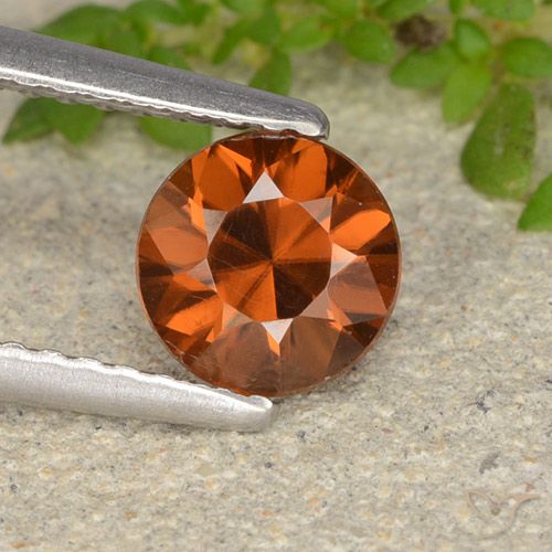 1.26ct Natural Naranja rojizo Circón, Redondo, VVS-VS