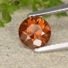 Circón Naranja rojizo natural de 1.26 ct, Redondo, VVS-VS