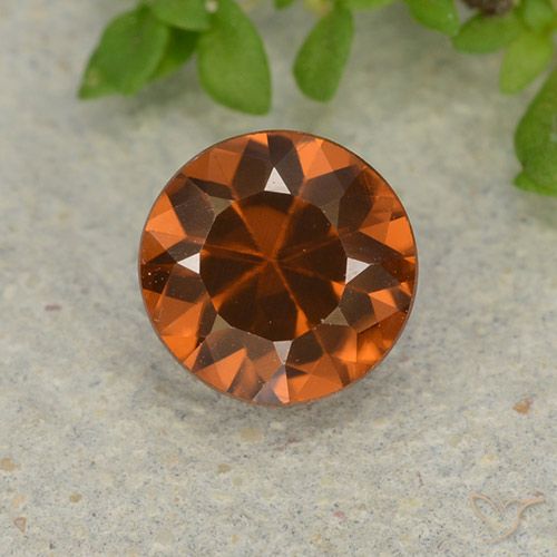 1.19ct Natural Naranja oscuro Circón, Redondo, VVS-VS
