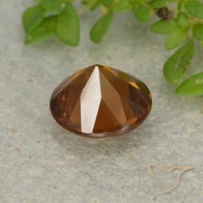 Circón Naranja oscuro natural de 1.19 ct, Redondo, VVS-VS