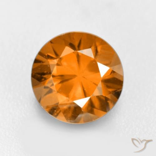 1.25ct Natural Naranja oscuro Circón, Redondo, VVS-VS