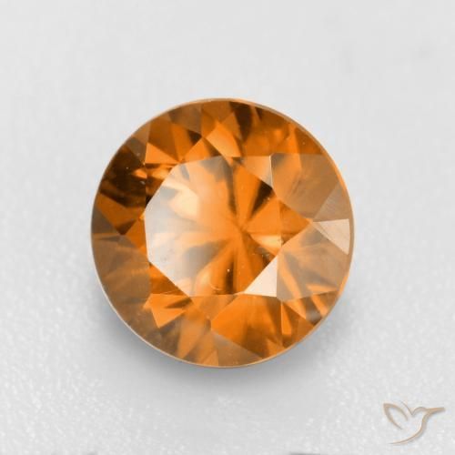 Circón Naranja oscuro natural de 1.25 ct, Redondo, VVS-VS
