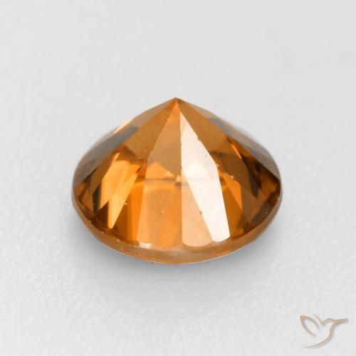 Circón Naranja oscuro natural de 1.25 ct, Redondo, VVS-VS