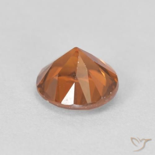 Circón Medium Dark-Orange natural de 1.20 ct, Redondo, VVS-VS