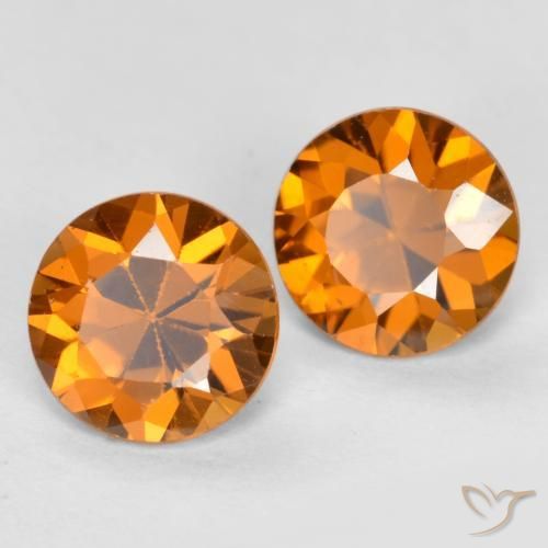 Gemas de Circón Naranja oscuro natural de 2.24 ct, Redondo, VVS-VS