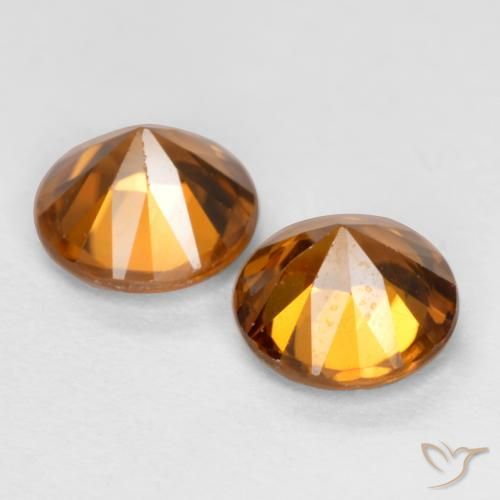 Gemas de Circón Naranja oscuro natural de 2.24 ct, Redondo, VVS-VS