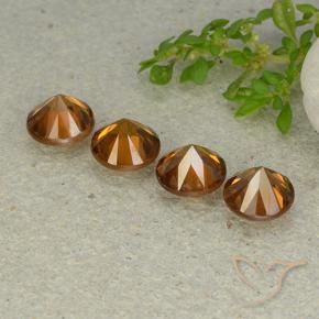 Gemas de Circón Naranja oscuro medio natural de 4.75 ct, Redondo, VVS-VS