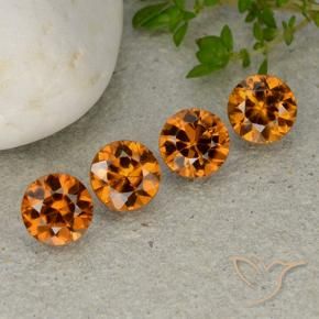 Gemas de Circón Naranja amarillento natural de 4.61 ct, Redondo, VVS-VS