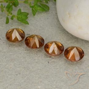 Gemas de Circón Naranja amarillento natural de 4.61 ct, Redondo, VVS-VS