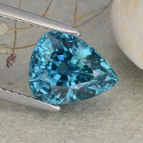 4.54ct Natural Azul Prusia claro Circón, En forma de pera, VVS