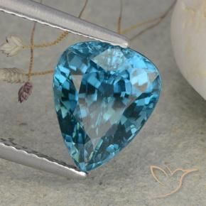 Circón Azul Prusia claro natural de 4.54 ct, En forma de pera, VVS
