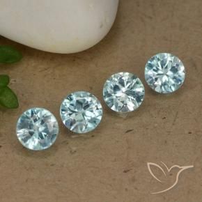 Gemas de Circón Azul claro natural de 1.85 ct, Redondo, VVS-VS