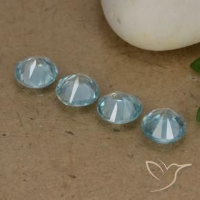 Gemas de Circón Azul claro natural de 1.85 ct, Redondo, VVS-VS
