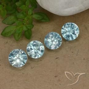 Gemas de Circón Azul claro natural de 1.71 ct, Redondo, VVS-VS