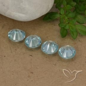 Gemas de Circón Azul claro natural de 1.71 ct, Redondo, VVS-VS