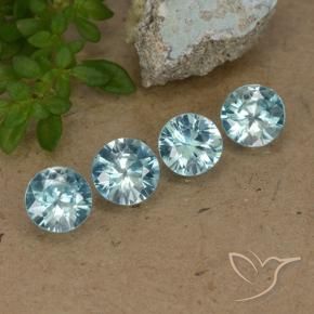 Gemas de Circón Azul claro natural de 1.78 ct, Redondo, VVS-VS