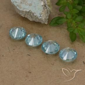 Gemas de Circón Azul claro natural de 1.78 ct, Redondo, VVS-VS