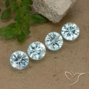 Gemas de Circón Azul claro natural de 2.06 ct, Redondo, VVS-VS