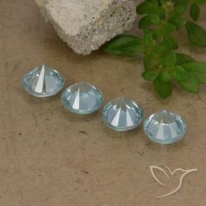 Gemas de Circón Azul claro natural de 2.06 ct, Redondo, VVS-VS