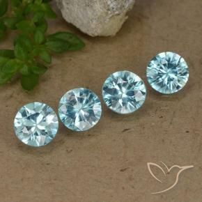 Gemas de Circón Azul claro natural de 2.06 ct, Redondo, VVS-VS