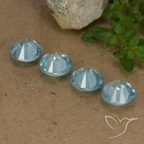 Gemas de Circón Azul claro natural de 2.06 ct, Redondo, VVS-VS