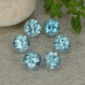 Gemas de circón azul natural de 2,38 ct, corte redondo, VVS-VS