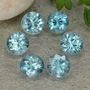 Gemas de circón azul natural de 2,38 ct, corte redondo, VVS-VS