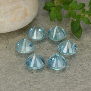 Gemas de circón azul natural de 2,38 ct, corte redondo, VVS-VS