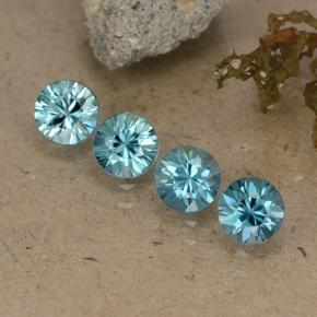 Gemas de Circón Azul claro natural de 2.19 ct, Corte Redondo, VVS-VS