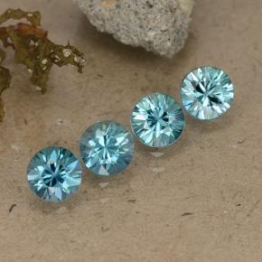 Gemas de Circón Azul claro natural de 2.19 ct, Corte Redondo, VVS-VS