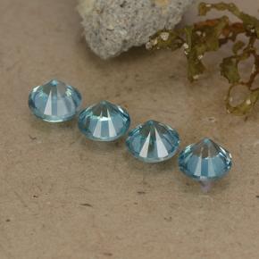 Gemas de Circón Azul claro natural de 2.19 ct, Corte Redondo, VVS-VS