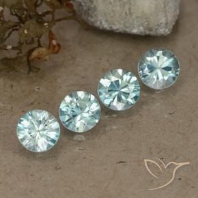 Gemas de Circón Azul pálido natural de 2.02 ct, Redondo, VVS-VS