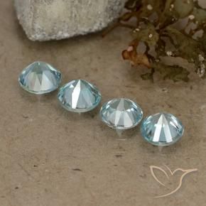Gemas de Circón Azul pálido natural de 2.02 ct, Redondo, VVS-VS