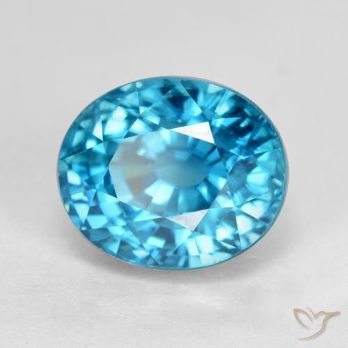 Circón Azul eléctrico natural de 5.74 ct, Ovalada, VVS