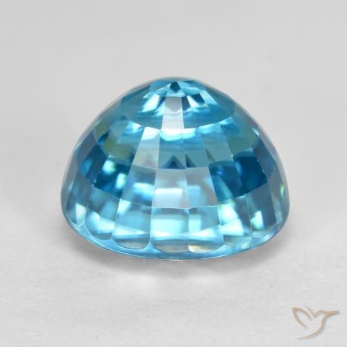 Circón Azul eléctrico natural de 5.74 ct, Ovalada, VVS