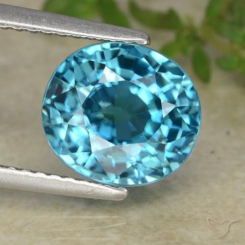 5.36ct Natural Azul medio Circón, Ovalada, VVS