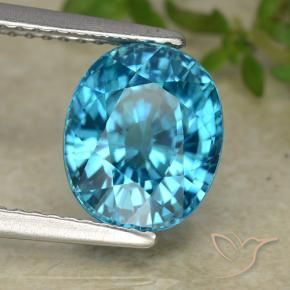 Circón Azul natural de 5.23 ct, Ovalada, VVS
