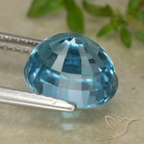 Circón Azul natural de 5.23 ct, Ovalada, VVS
