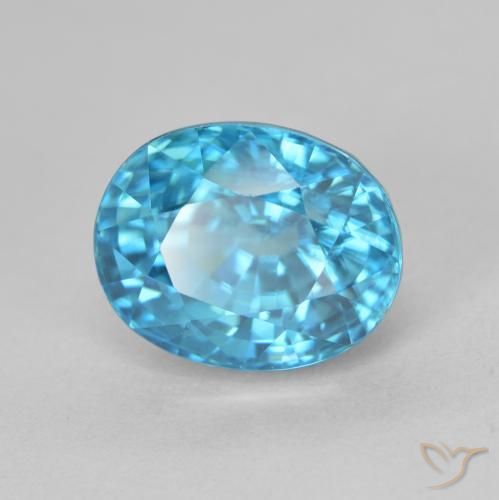 Circón Azul azur eléctrico natural de 5.24 ct, Ovalada, VVS