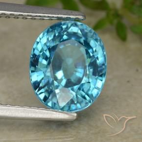 Circón Azul eléctrico natural de 4.76 ct, Ovalada, VVS
