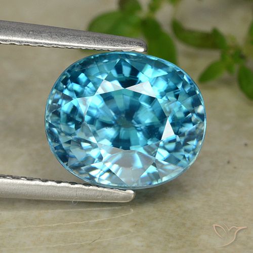 5.86ct Natural Azul azur eléctrico Circón, Ovalada, VVS
