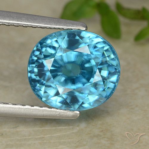 5.47ct Natural Azul Circón, Ovalada, VVS