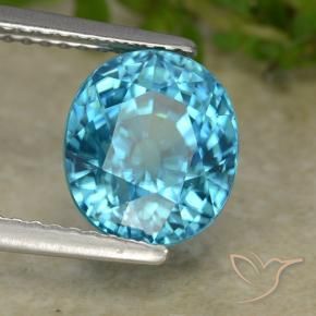 Circón Azul natural de 5.47 ct, Ovalada, VVS