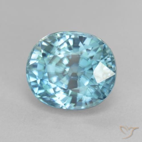 Circón Azul verdoso natural de 5.75 ct, Ovalada, VVS