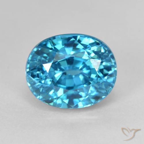 5.88ct Natural Azul medio Circón, Ovalada, VVS