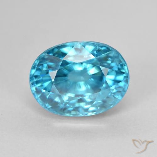 Circón azul natural de 5,84 ct, corte óvalo, VVS-VS
