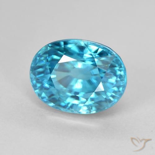 Circón azul natural de 5,84 ct, corte óvalo, VVS-VS