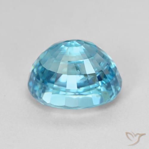 Circón azul natural de 5,84 ct, corte óvalo, VVS-VS