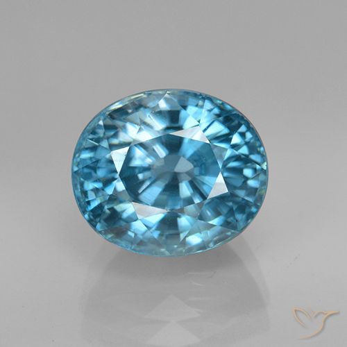 5.07ct Natural Azul plateado intenso Circón, Ovalada, VVS
