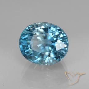 Circón Azul plateado intenso natural de 5.07 ct, Ovalada, VVS